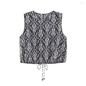 Zara Black and Cream Patterned Blouse